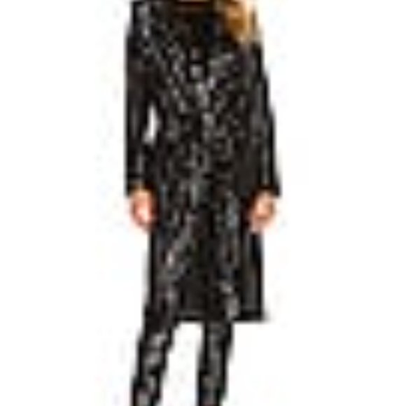 Anthropologie BB DAKOTA bySTEVE MADDEN SHOWSTOPPER SEQUIN LONG KIMONO COAT BLACK - Picture 3 of 5